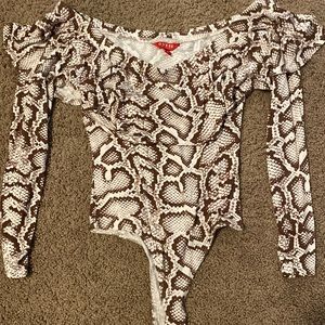 Snakeskin long sleeve bodysuit